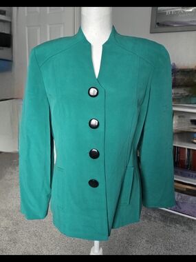 Vintage SHOMI by Miller Shor 100% Silk Dr- Jade Green - Size 10